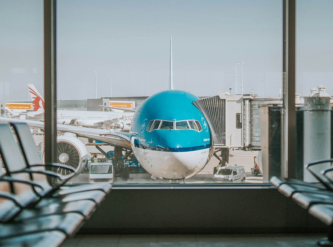 Aircraft at an airport terminal